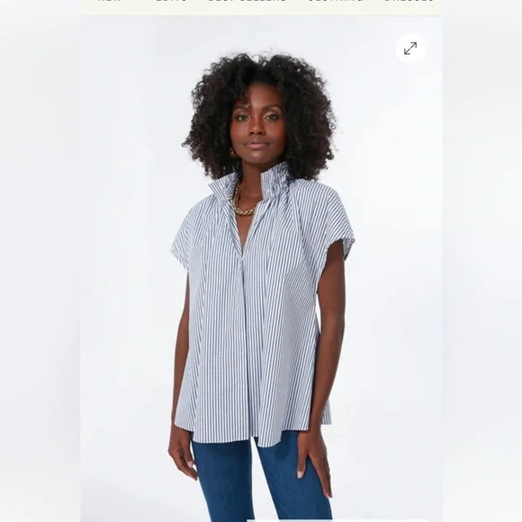 TUCKERNUCK POMANDER PLACE Blue Stripe Rae Blouse - Picture 5 of 12